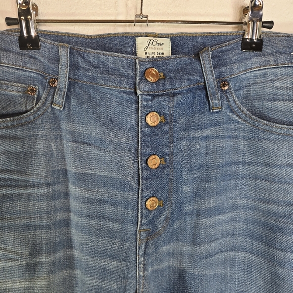 J. Crew Billie Demi Boot Cut Crop Exposed Button Fly Jeans - Picture 9 of 10